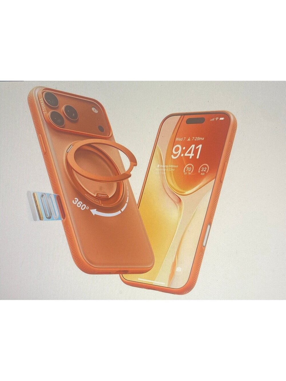 Torras Magnetic Stand Case for iPhone 17 Pro Max Translucent Cosmic Orange